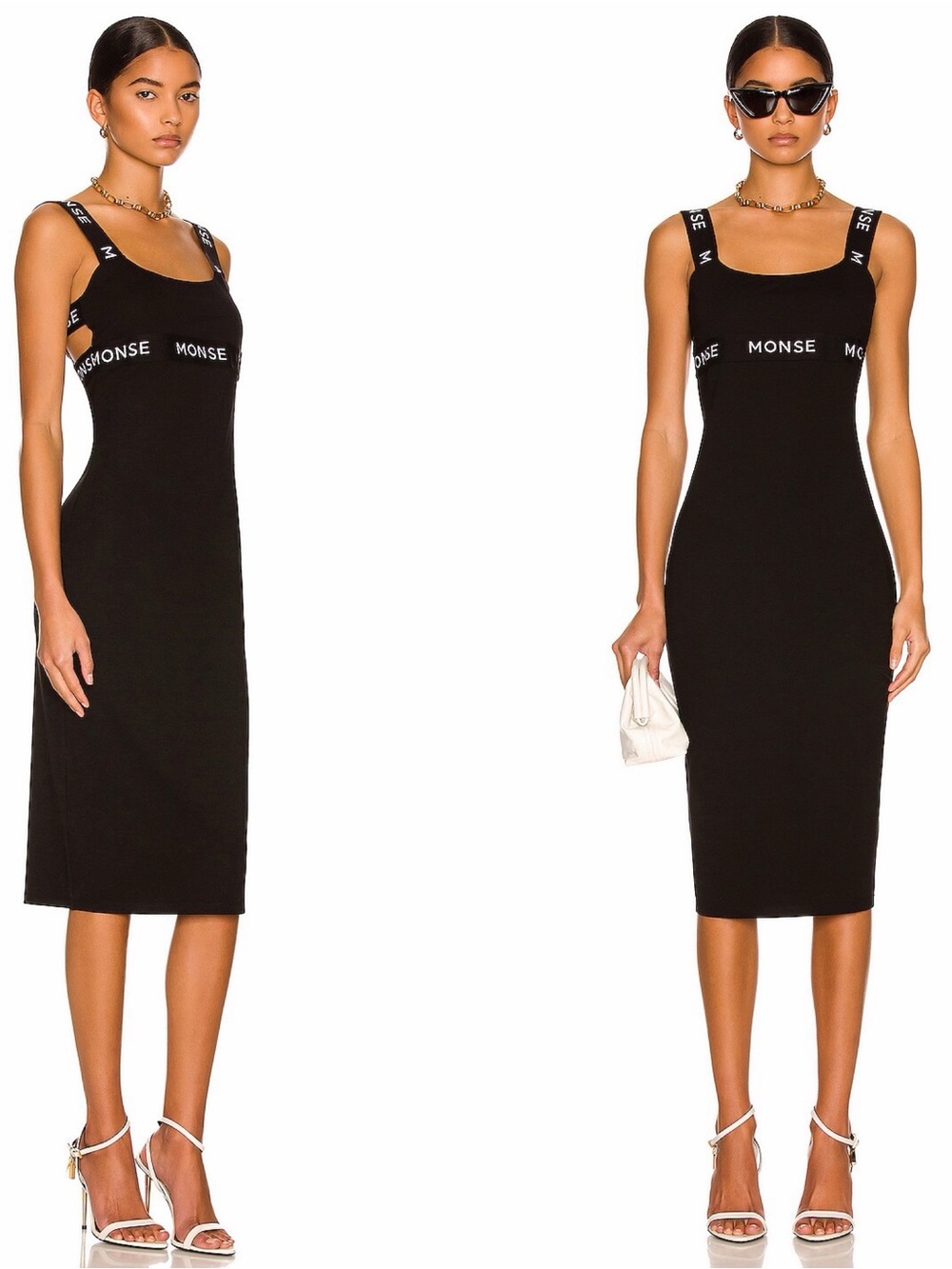 Monse Black Logo Strap Midi Dress